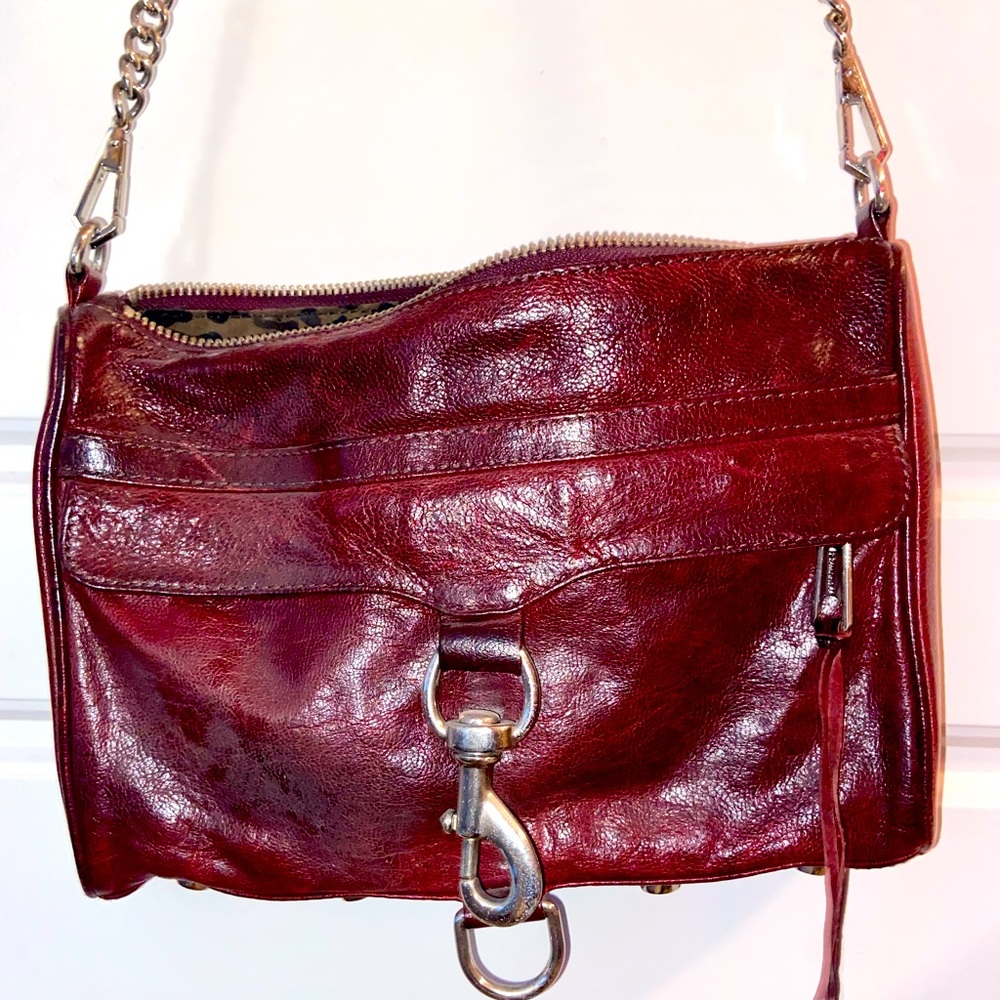 Burgundy Rebecca Minkoff MAC crossbody bag.